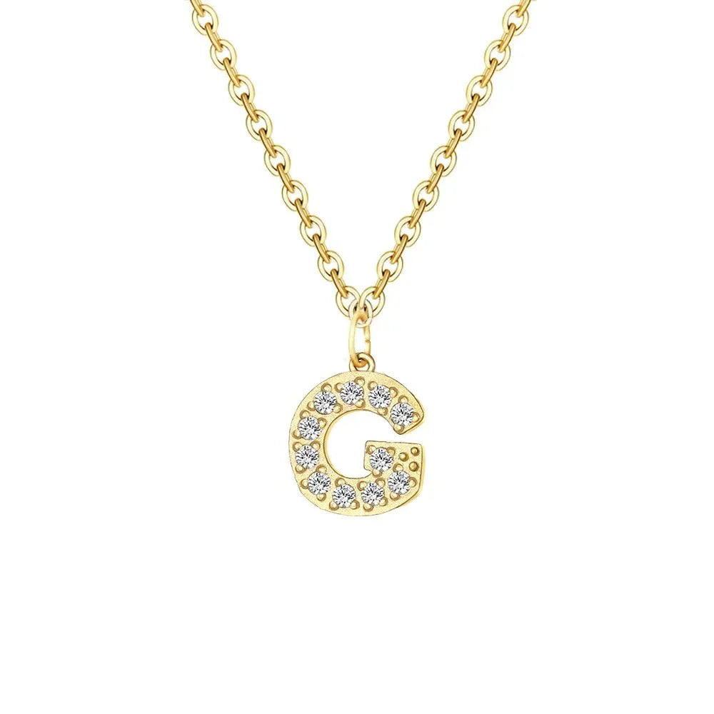 Delicate CZ Initial Pendant Chain Necklace