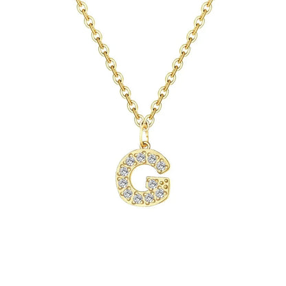 Delicate CZ Initial Pendant Chain Necklace