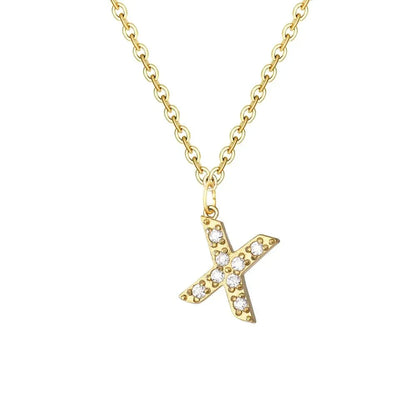 Delicate CZ Initial Pendant Chain Necklace