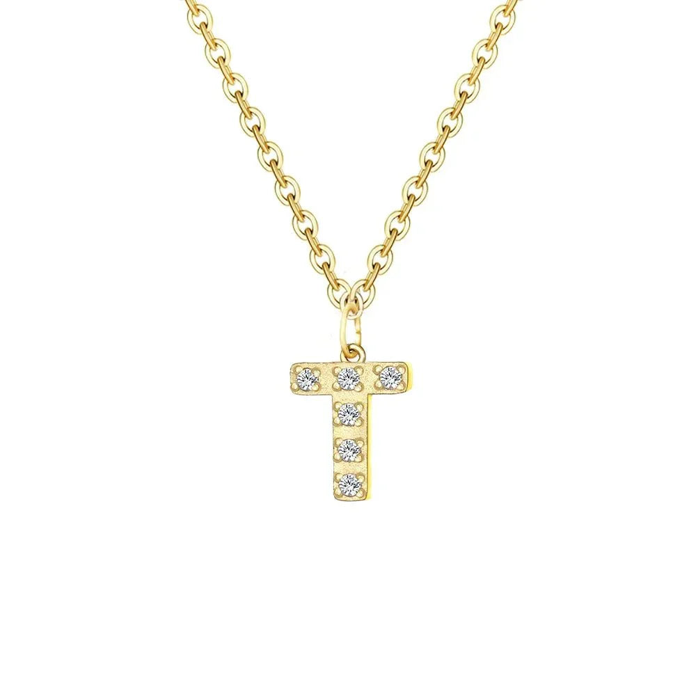 Delicate CZ Initial Pendant Chain Necklace