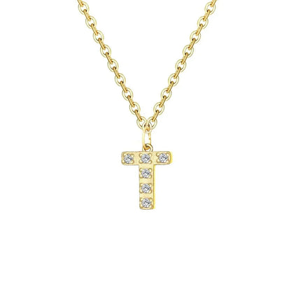 Delicate CZ Initial Pendant Chain Necklace