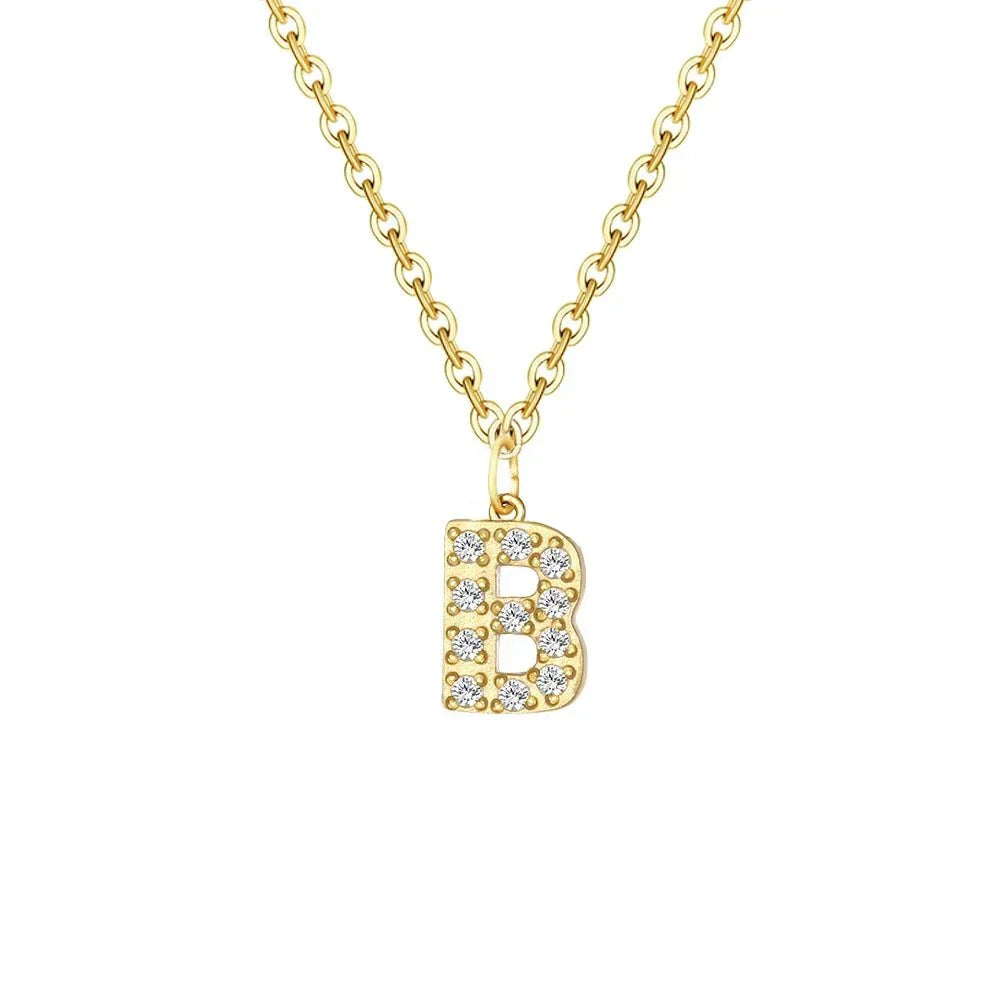 Delicate CZ Initial Pendant Chain Necklace
