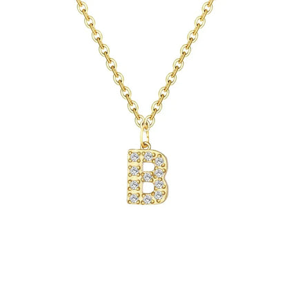 Delicate CZ Initial Pendant Chain Necklace