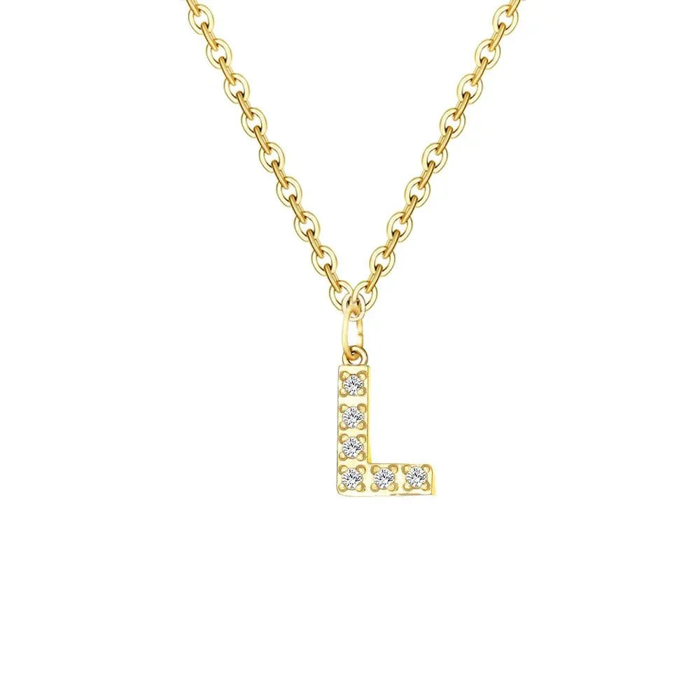 Delicate CZ Initial Pendant Chain Necklace