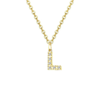 Delicate CZ Initial Pendant Chain Necklace