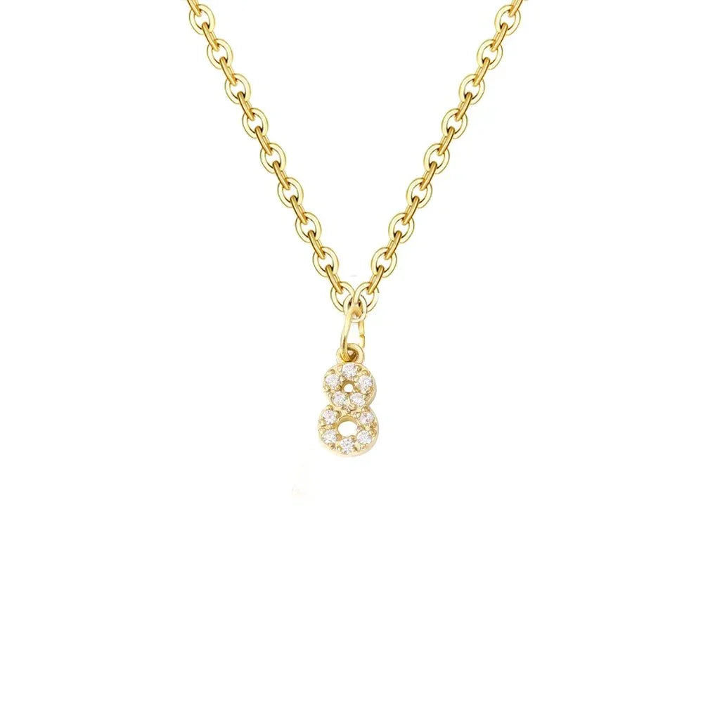 Delicate CZ Initial Pendant Chain Necklace