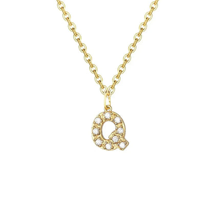 Delicate CZ Initial Pendant Chain Necklace
