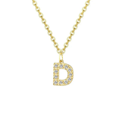 Delicate CZ Initial Pendant Chain Necklace