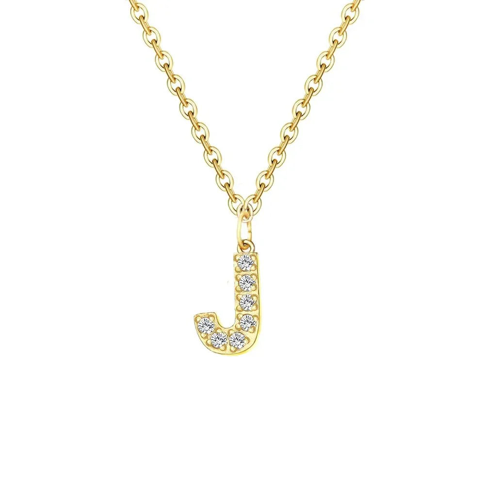 Delicate CZ Initial Pendant Chain Necklace