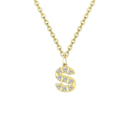 Delicate CZ Initial Pendant Chain Necklace