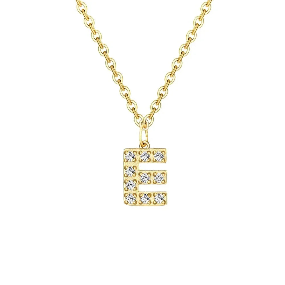 Delicate CZ Initial Pendant Chain Necklace