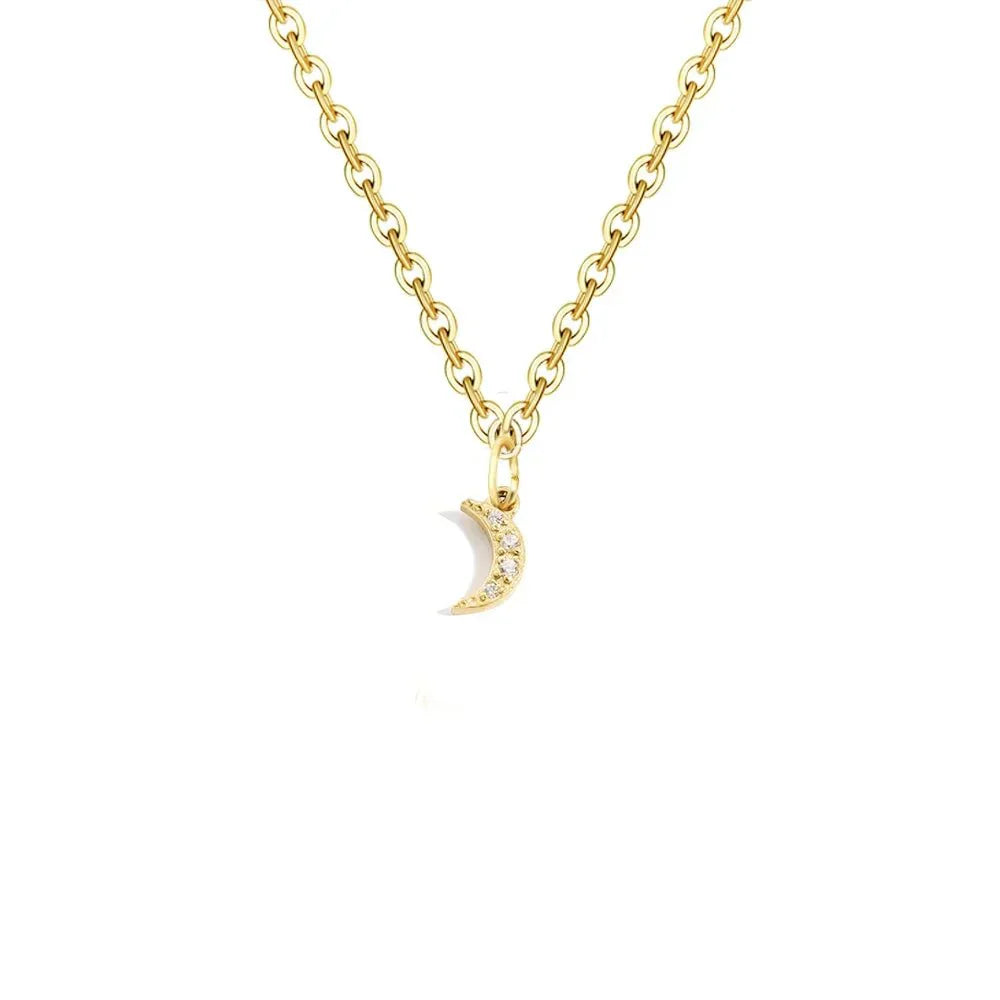 Delicate CZ Initial Pendant Chain Necklace