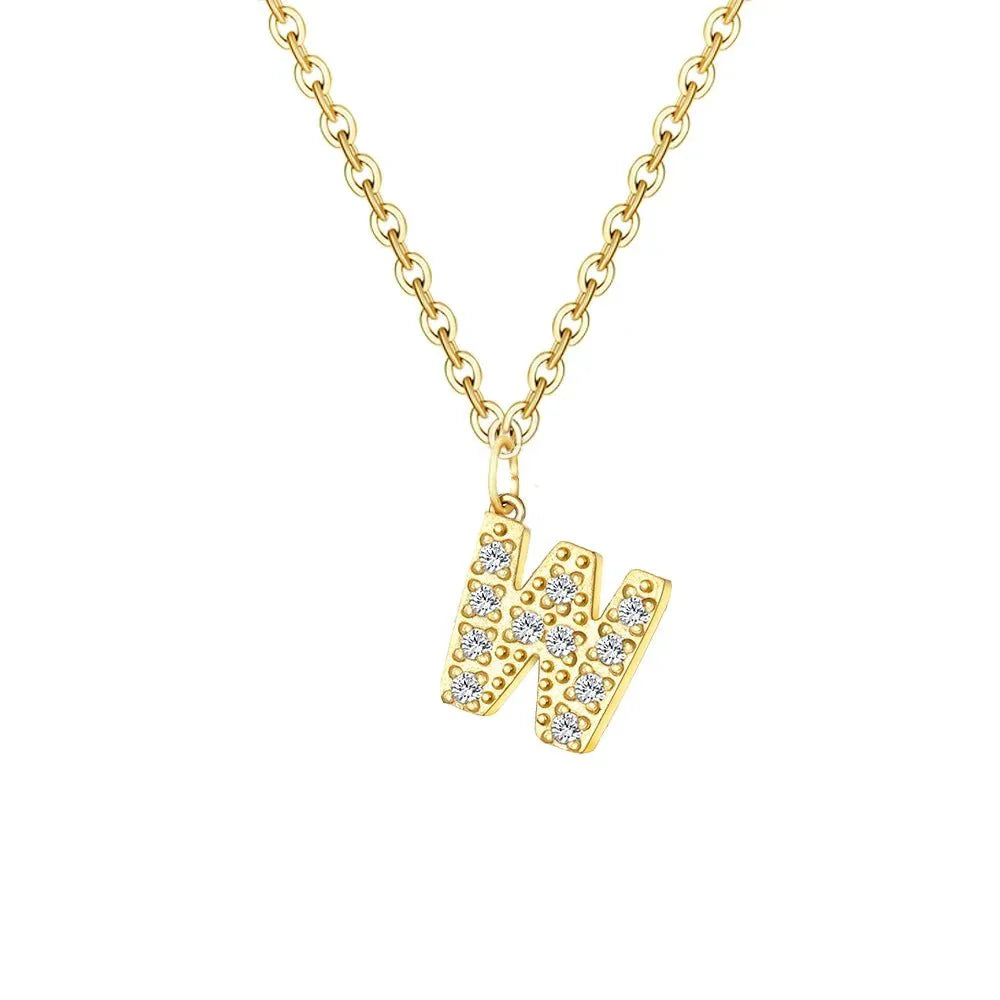 Delicate CZ Initial Pendant Chain Necklace