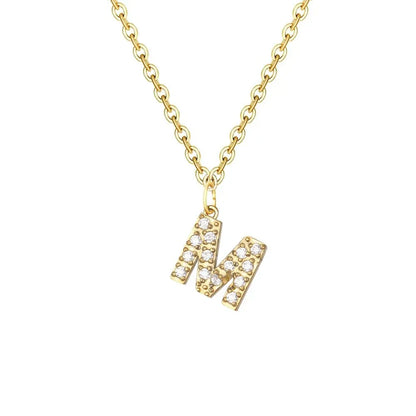 Delicate CZ Initial Pendant Chain Necklace