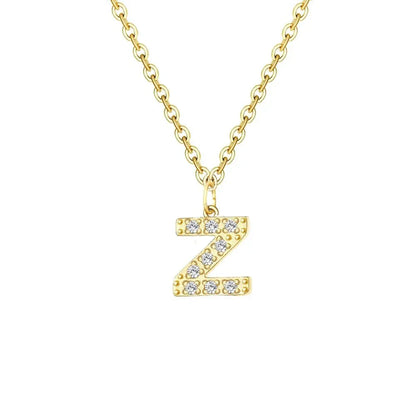 Delicate CZ Initial Pendant Chain Necklace