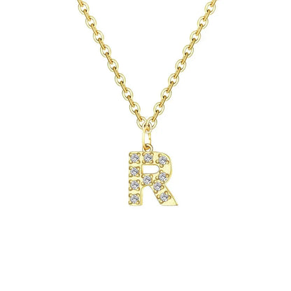 Delicate CZ Initial Pendant Chain Necklace