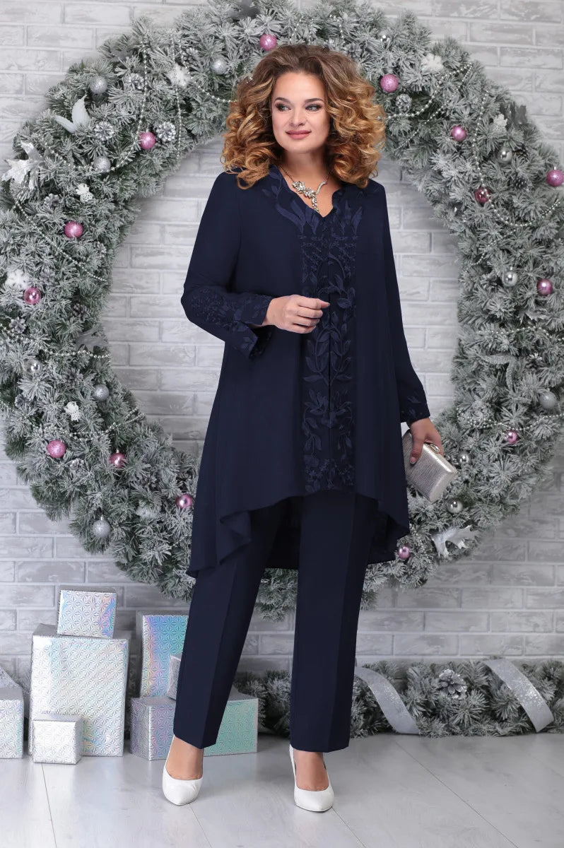 Stylish 3-Piece Floral Plus Size Suit Set