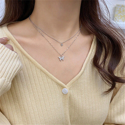 Elegant Silver Stacked Necklace Set