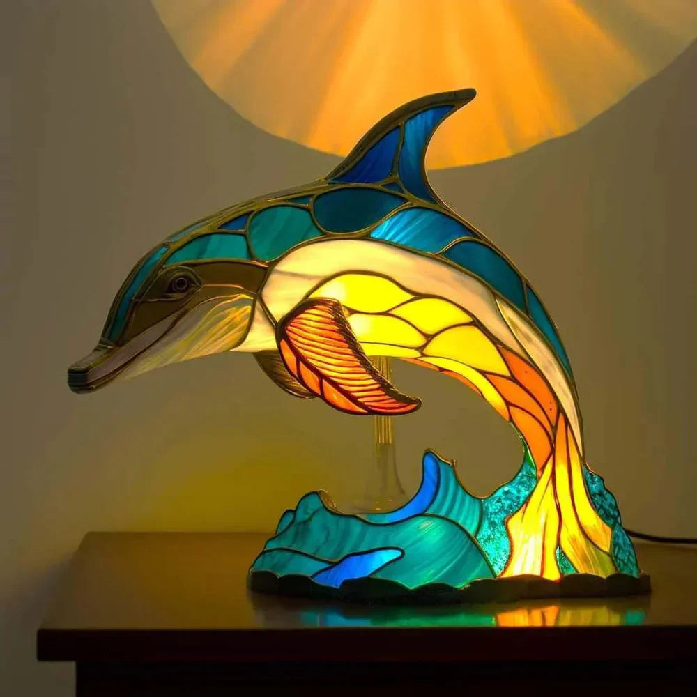 Colorful Animal Desk Lamp – Stained Glass Table Light