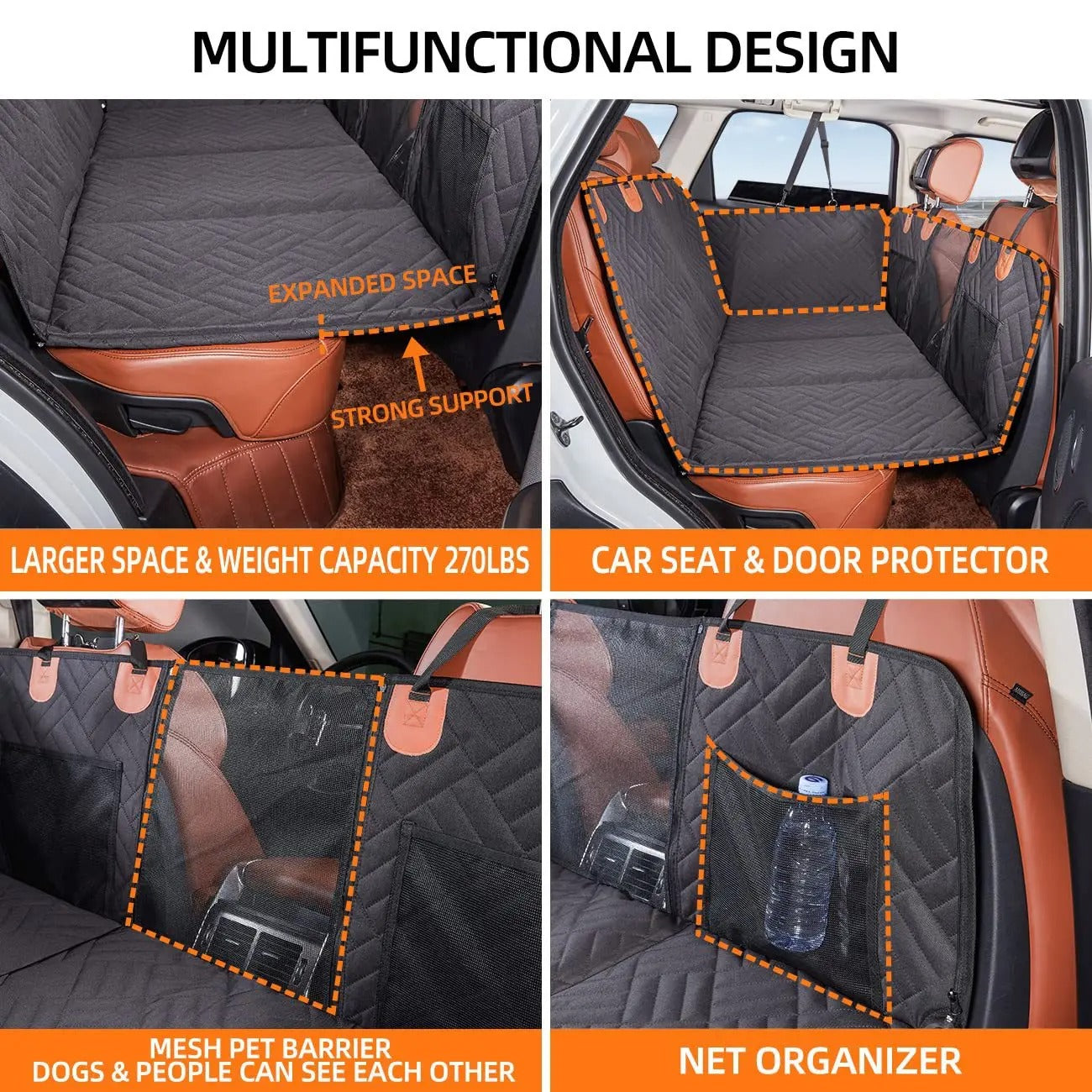 Durable Pet Car Seat Extender with Waterproof Cover