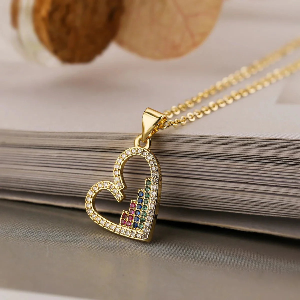 Sparkling Heart Shaped Diamond Pendant Necklace - Halri