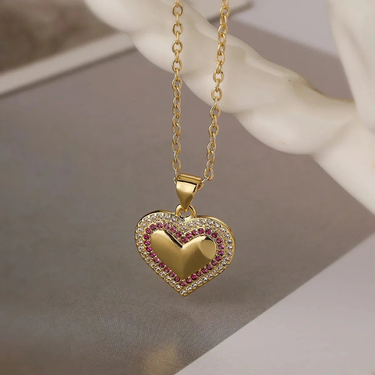 Sparkling Heart Shaped Diamond Pendant Necklace