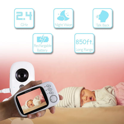 Wireless Baby Monitor with LCD Screen and Night Vision