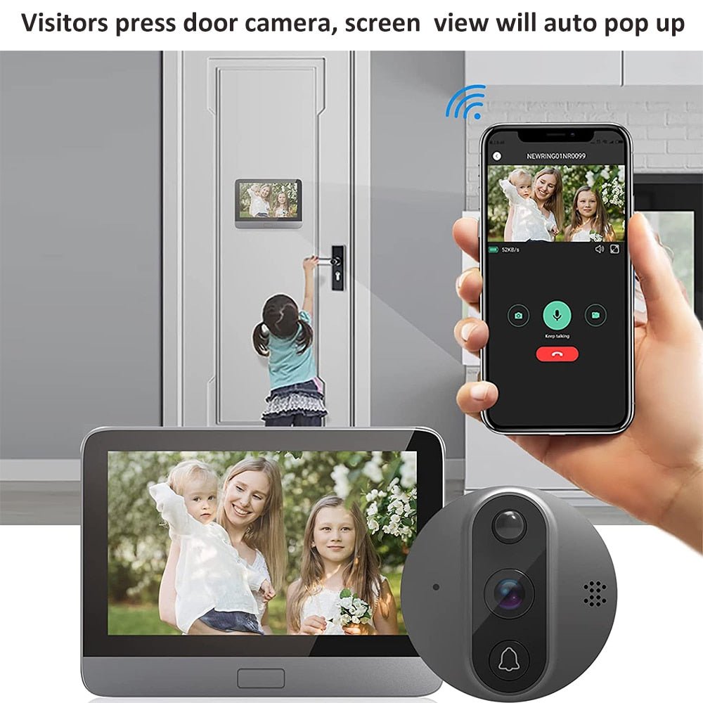 HD WiFi Doorbell Camera with 4.3 Inch Screen & Motion Alert
