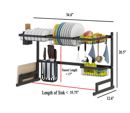 Space Saving Stainless Steel Sink Dish Rack Organizer
