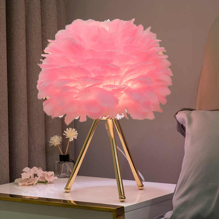 Soft Touch Table Lamp with Elegant Feathers