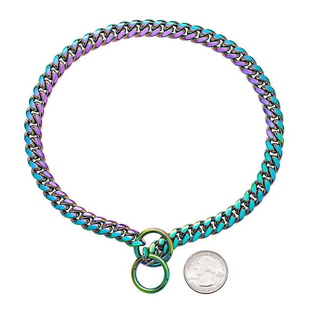 Tough Metal Dog Collar Durable Link Style for Large Breeds