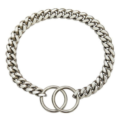 Tough Metal Dog Collar Durable Link Style for Large Breeds