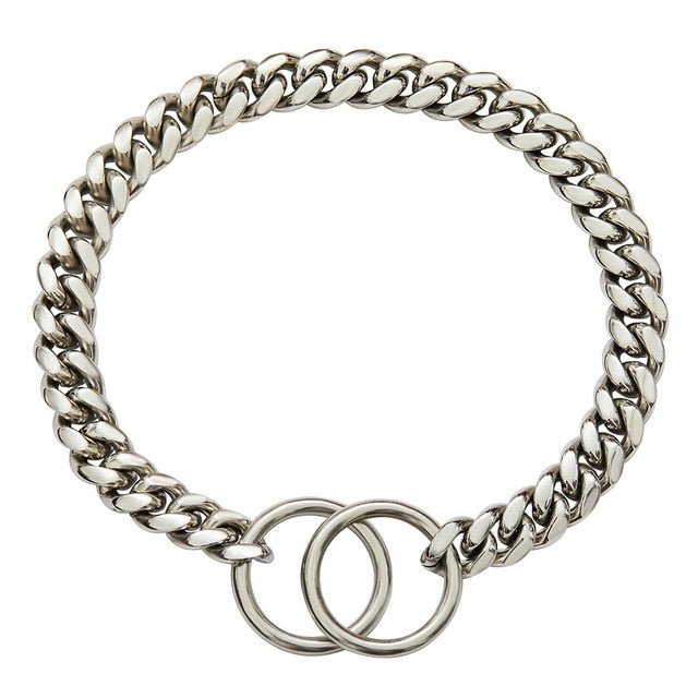 Tough Metal Dog Collar Durable Link Style for Large Breeds