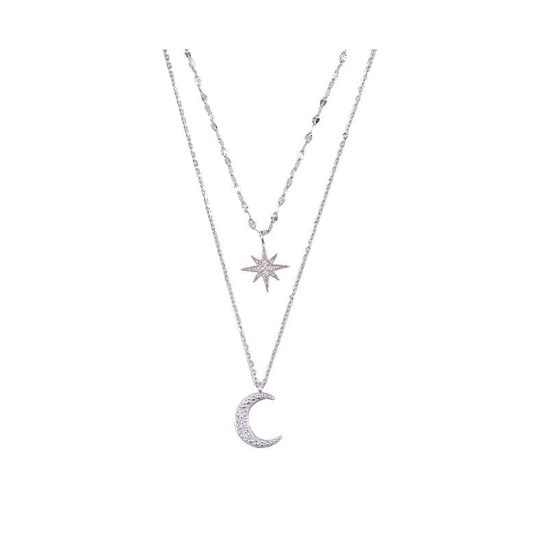 Simple Silver Moon Pendant Necklace - Halri