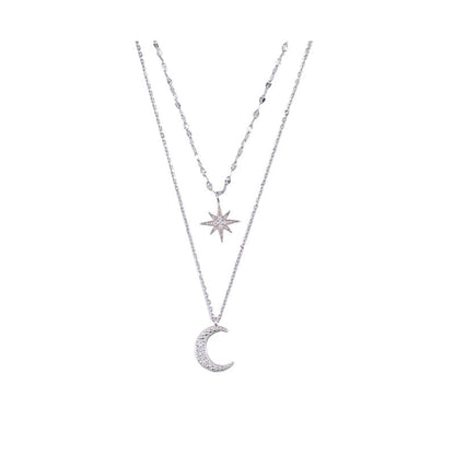 Simple Silver Moon Pendant Necklace - Halri
