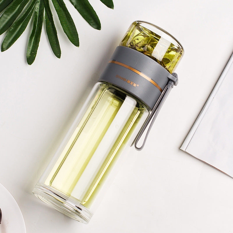 Insulated Glass Water Bottle with Tea Strainer
