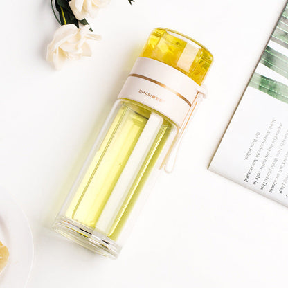 Insulated Glass Water Bottle with Tea Strainer
