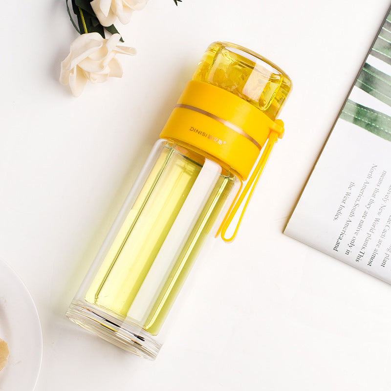 Insulated Glass Water Bottle with Tea Strainer - Halri