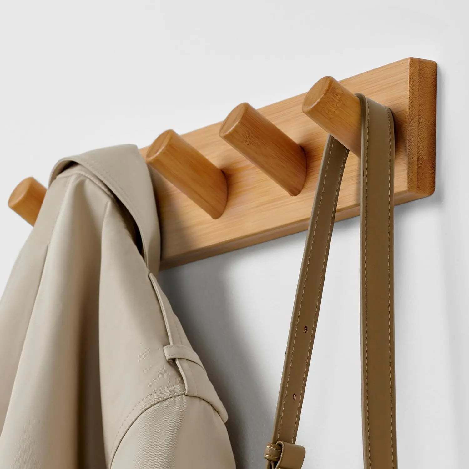 Space-Saving Wooden Coat Rack with 5 Hooks - Halri