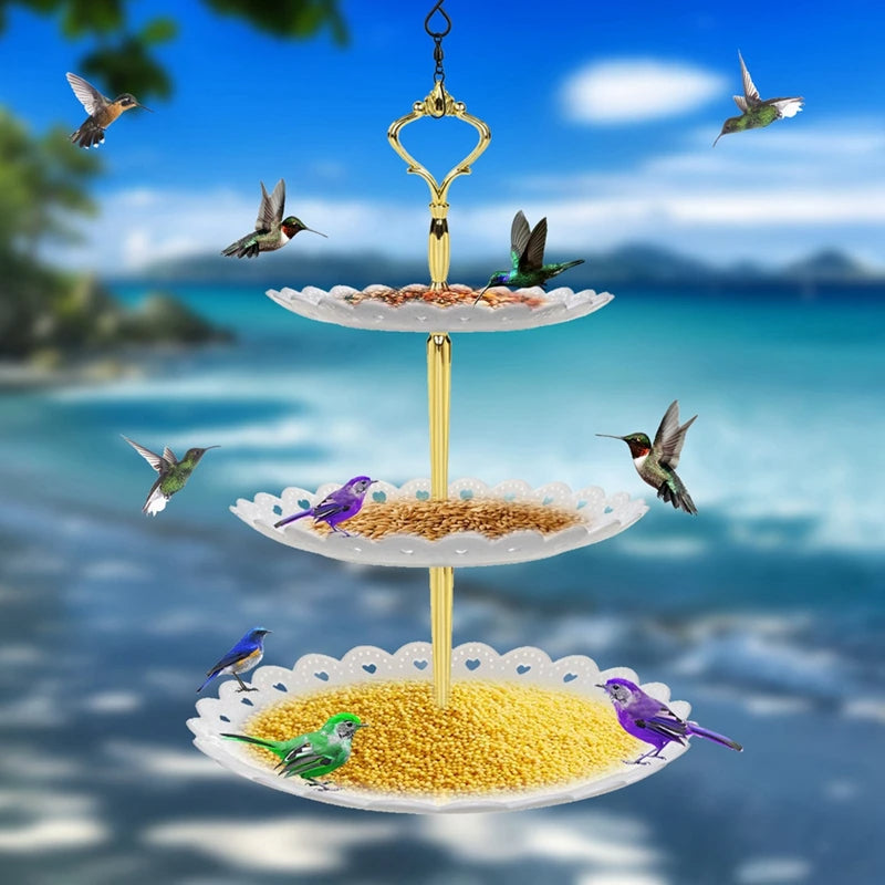 Multi Level Hanging Bird Feeder And Bath Set - Halri