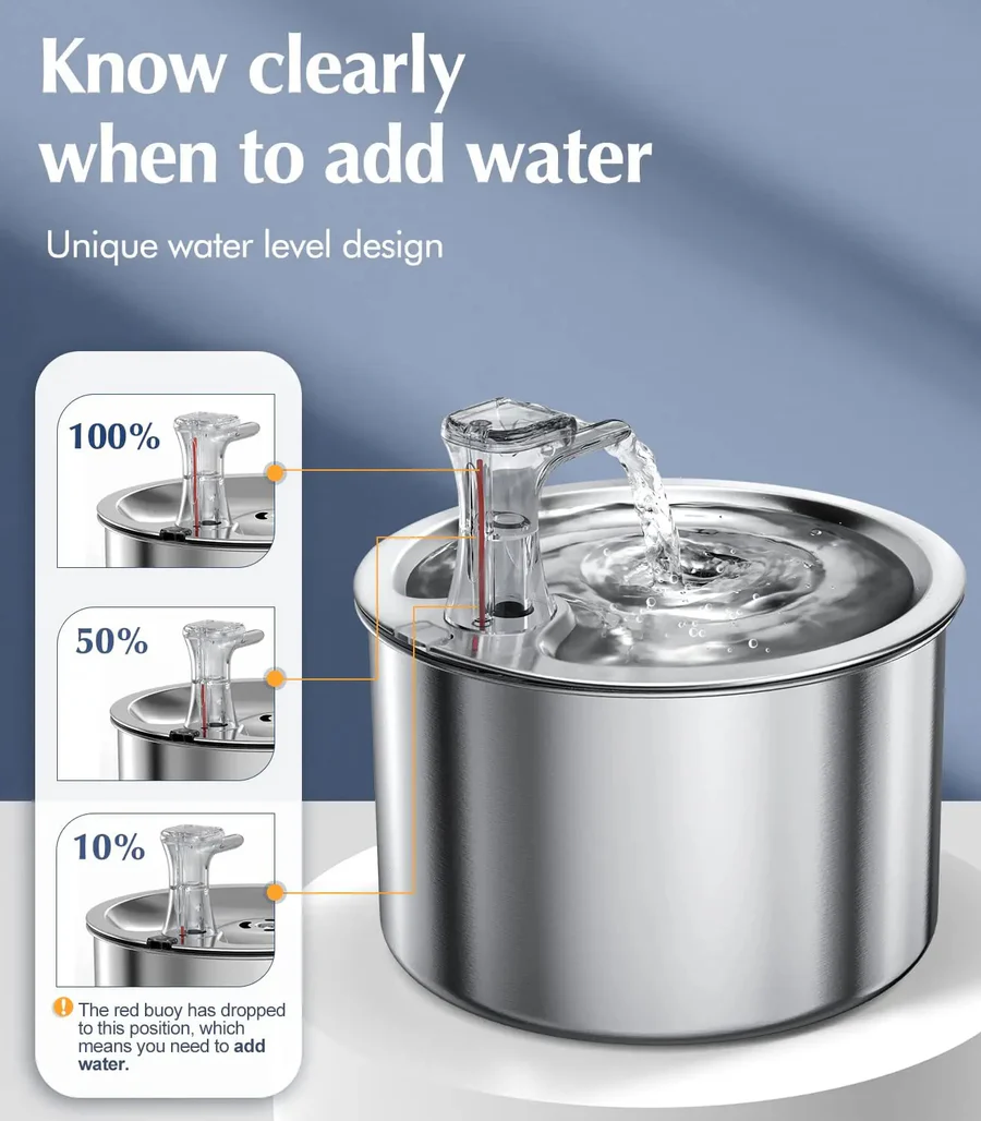 Automatic Pet Water Fountain - Stainless Steel with Filter