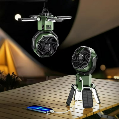 Compact Rechargeable Camping Fan with LED Light - Halri