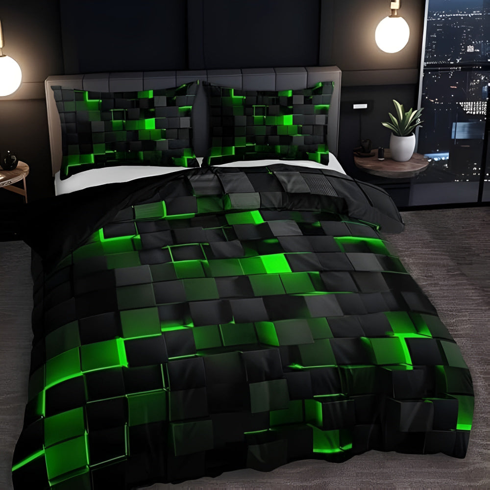 Colorful Bed Quilt Set Bold Geometric Pattern & Sturdy Design