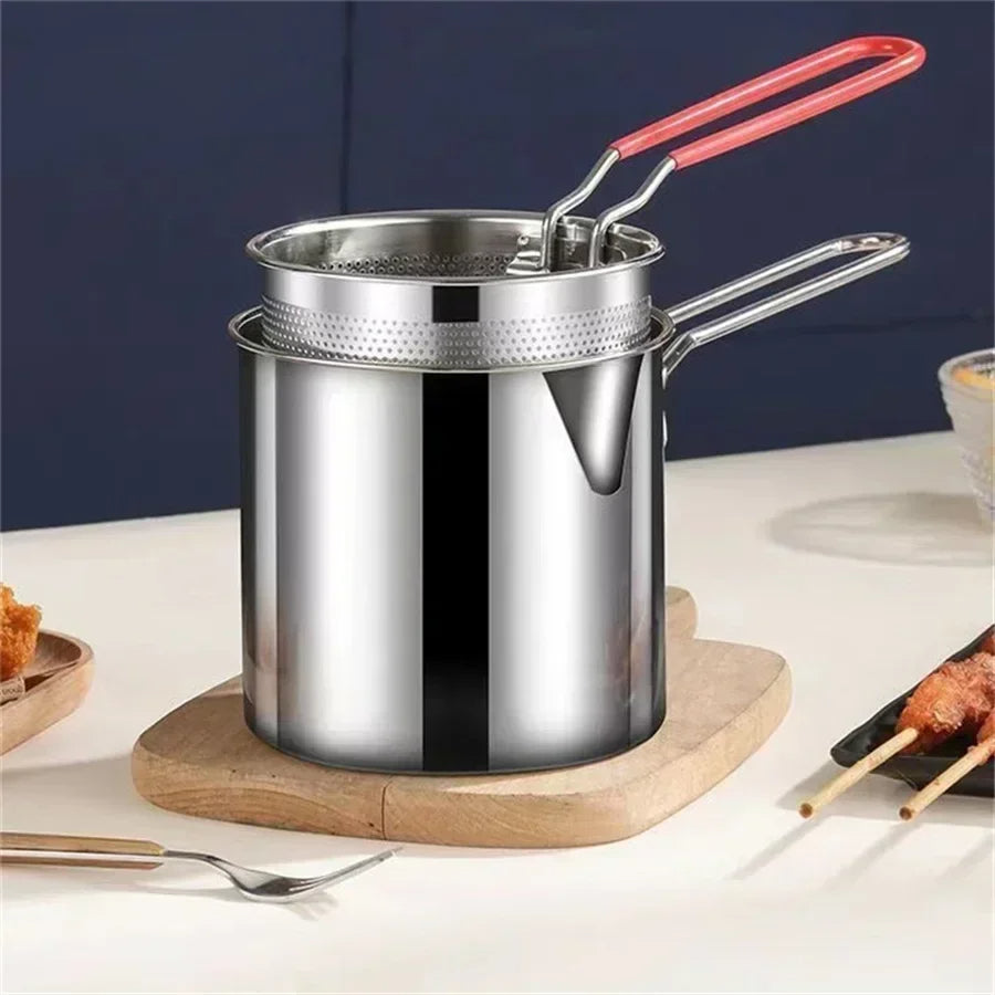 Large Electric Fryer with Basket and Strainer