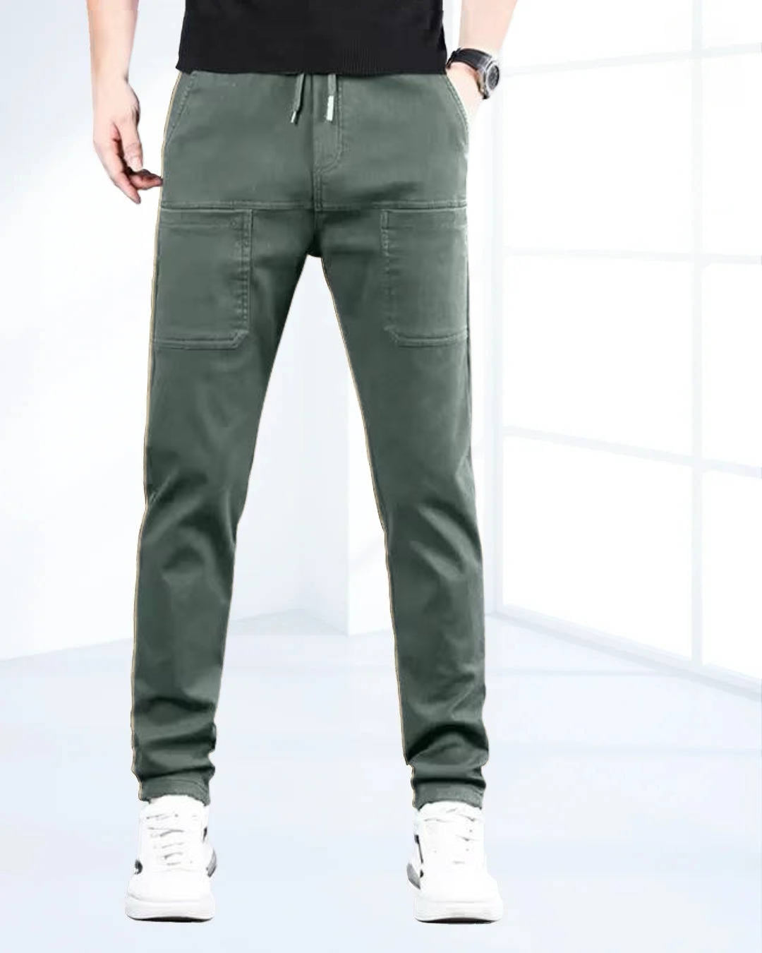 Men's Comfortable Elastic Cargo Trousers with Pockets