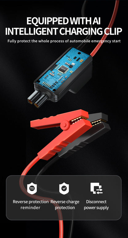 Portable Car Battery Booster with LED Light & Air Pump