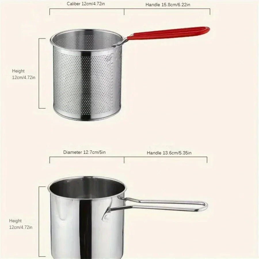 Large Electric Fryer with Basket and Strainer