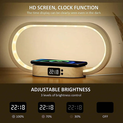 Smart Clock with Qi Charging and Bedside Lamp