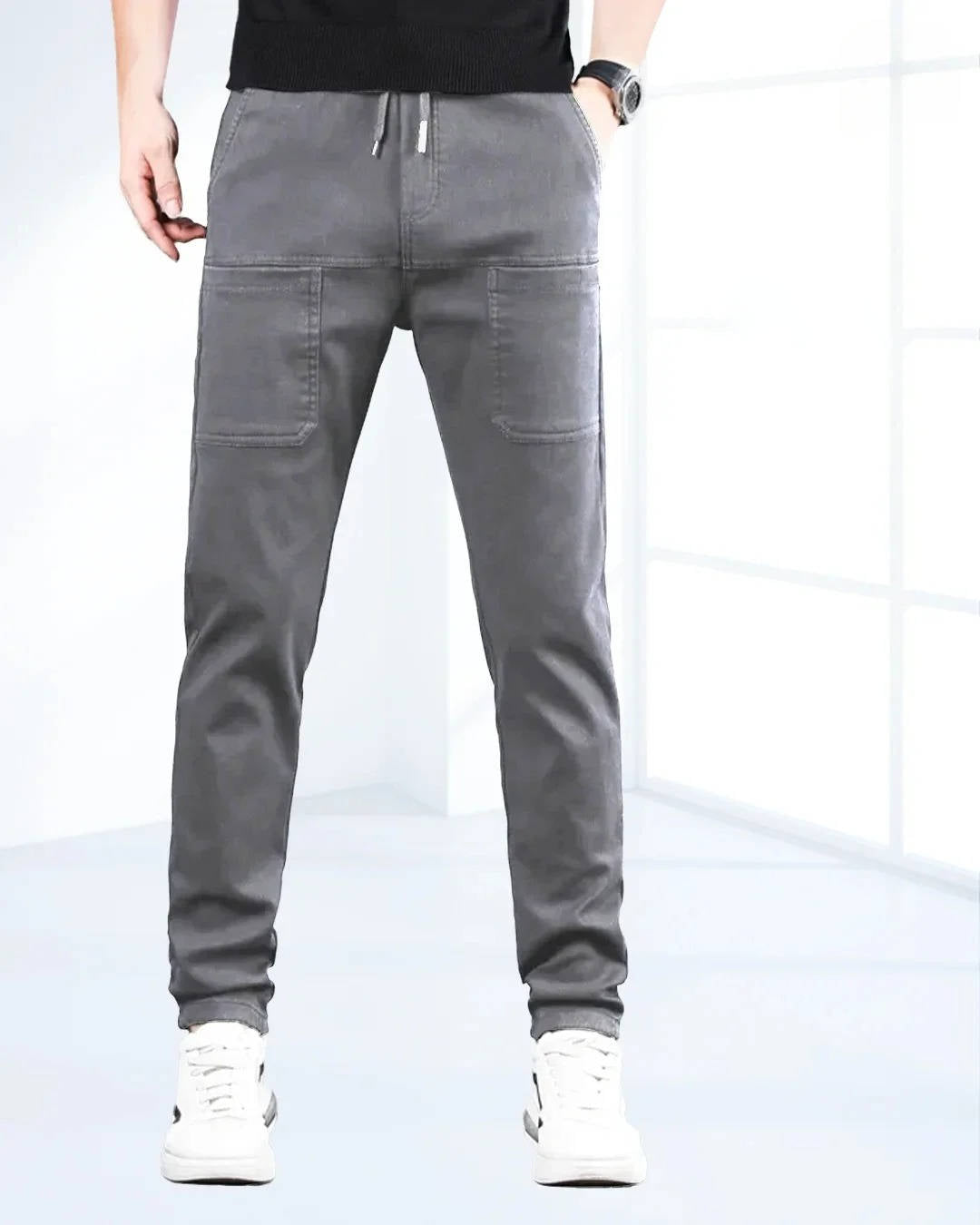 Men's Comfortable Elastic Cargo Trousers with Pockets