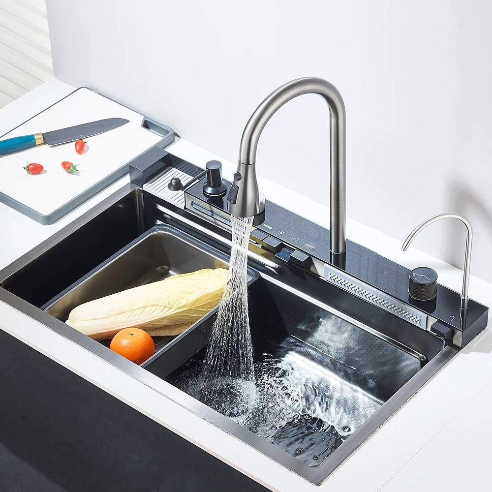 Modern Stainless Steel Kitchen Sink with Faucet and Accessories